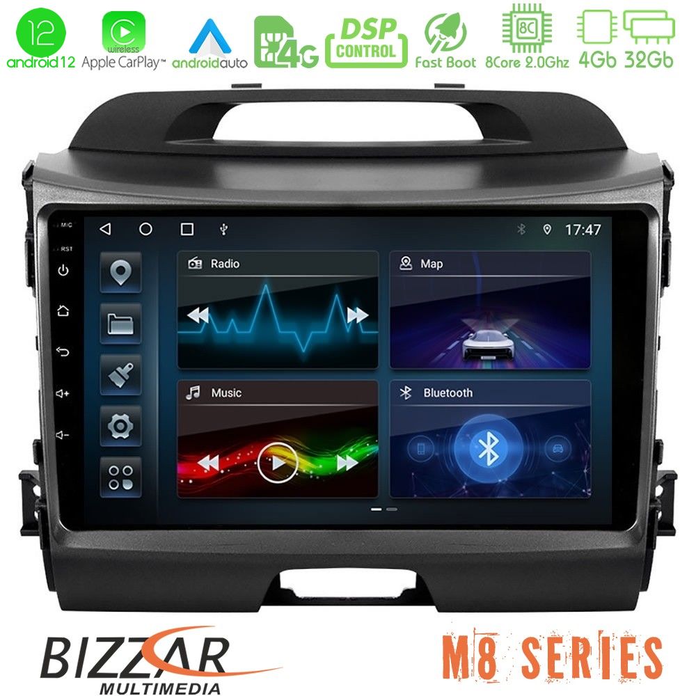 Bizzar M8 Series Kia Sportage 8core Android12 4+32GB Navigation Multimedia Tablet 9" - U-M8-KI0034