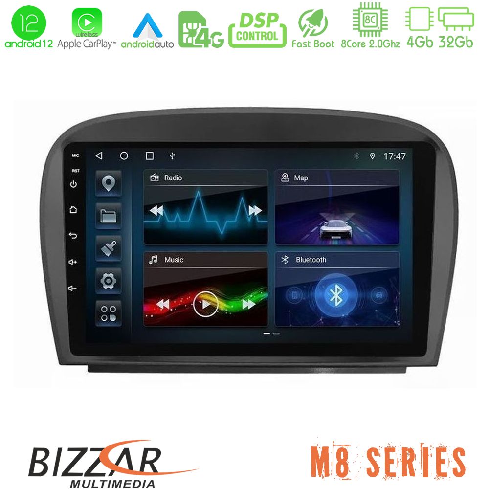 Bizzar M8 Series Mercedes SL Class 2005-2011 8Core Android12 4+32GB Navigation Multimedia Tablet 9" - U-M8-MB0479