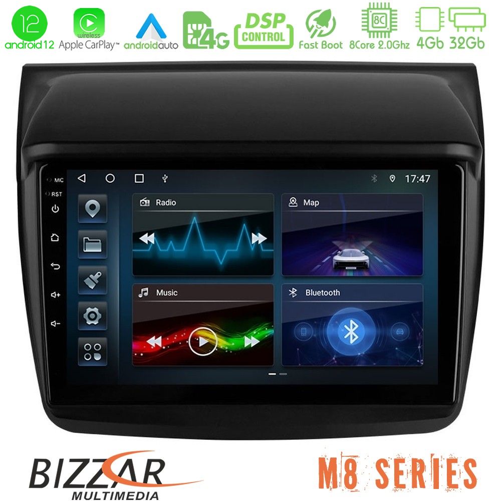 Bizzar M8 Series Mitsubishi L200 8core Android12 4+32GB Navigation Multimedia Tablet 9" - U-M8-MT0314