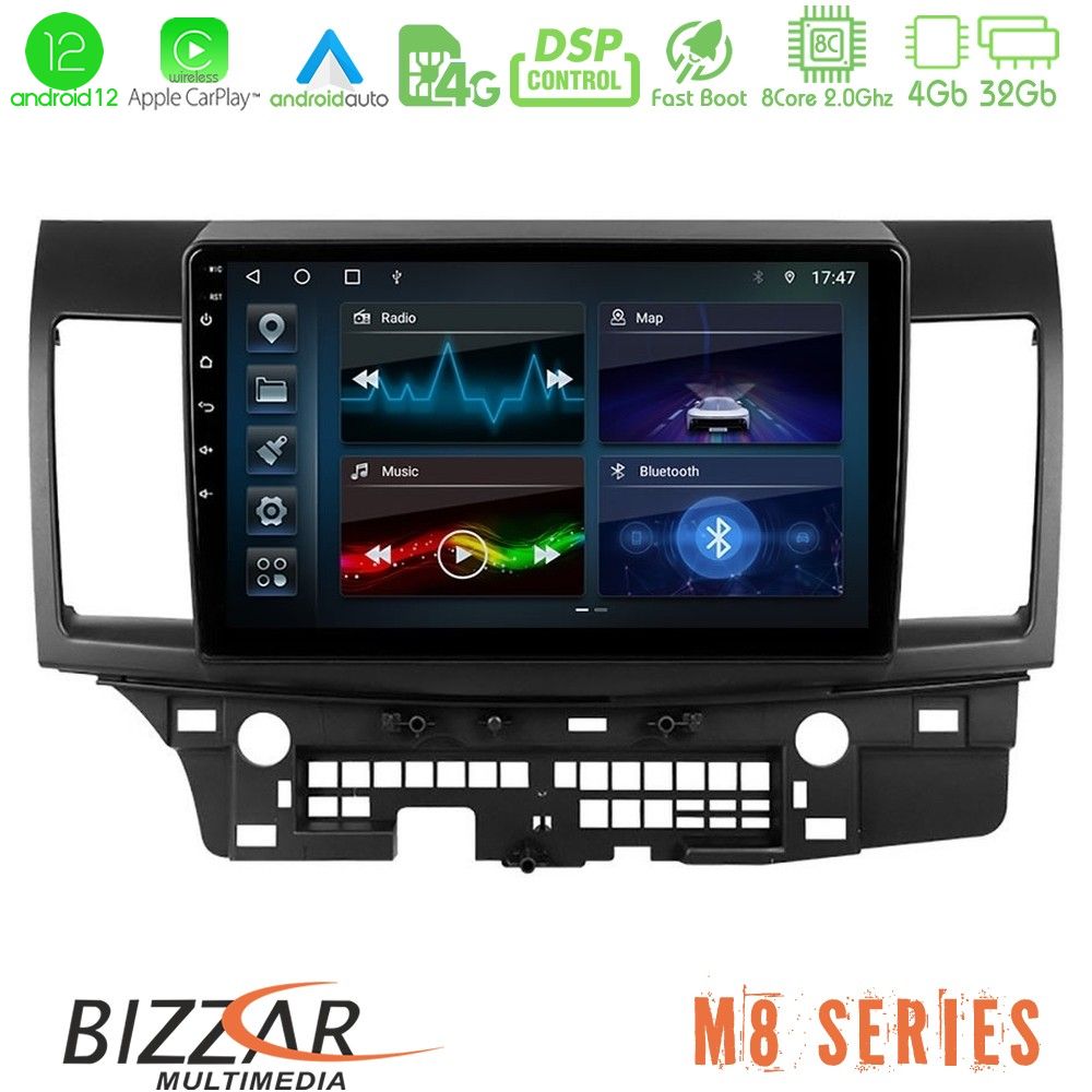 Bizzar M8 Series Mitsubishi Lancer 2008 – 2015 8core Android12 4+32GB Navigation Multimedia Tablet 10" - U-M8-MT232