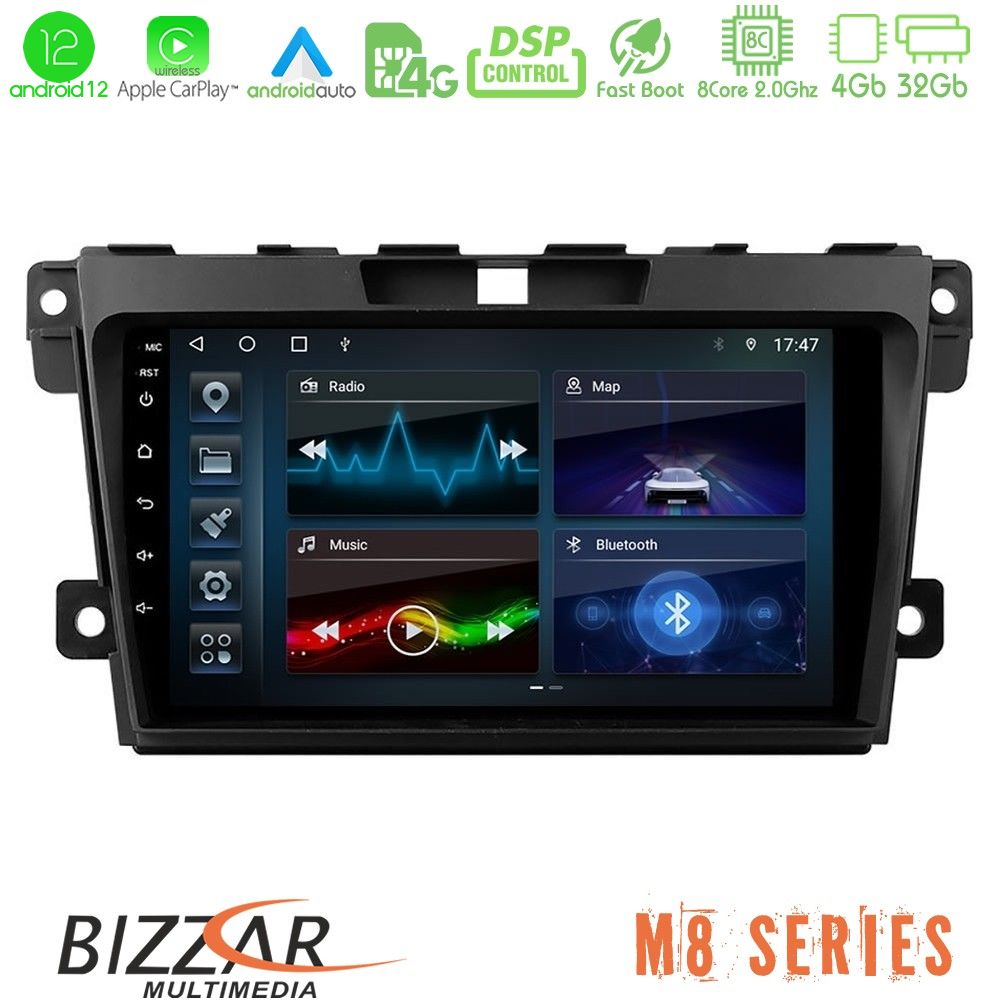 Bizzar M8 Series Mazda CX-7 2007-2011 8core Android12 4+32GB Navigation Multimedia Tablet 9" - U-M8-MZ968