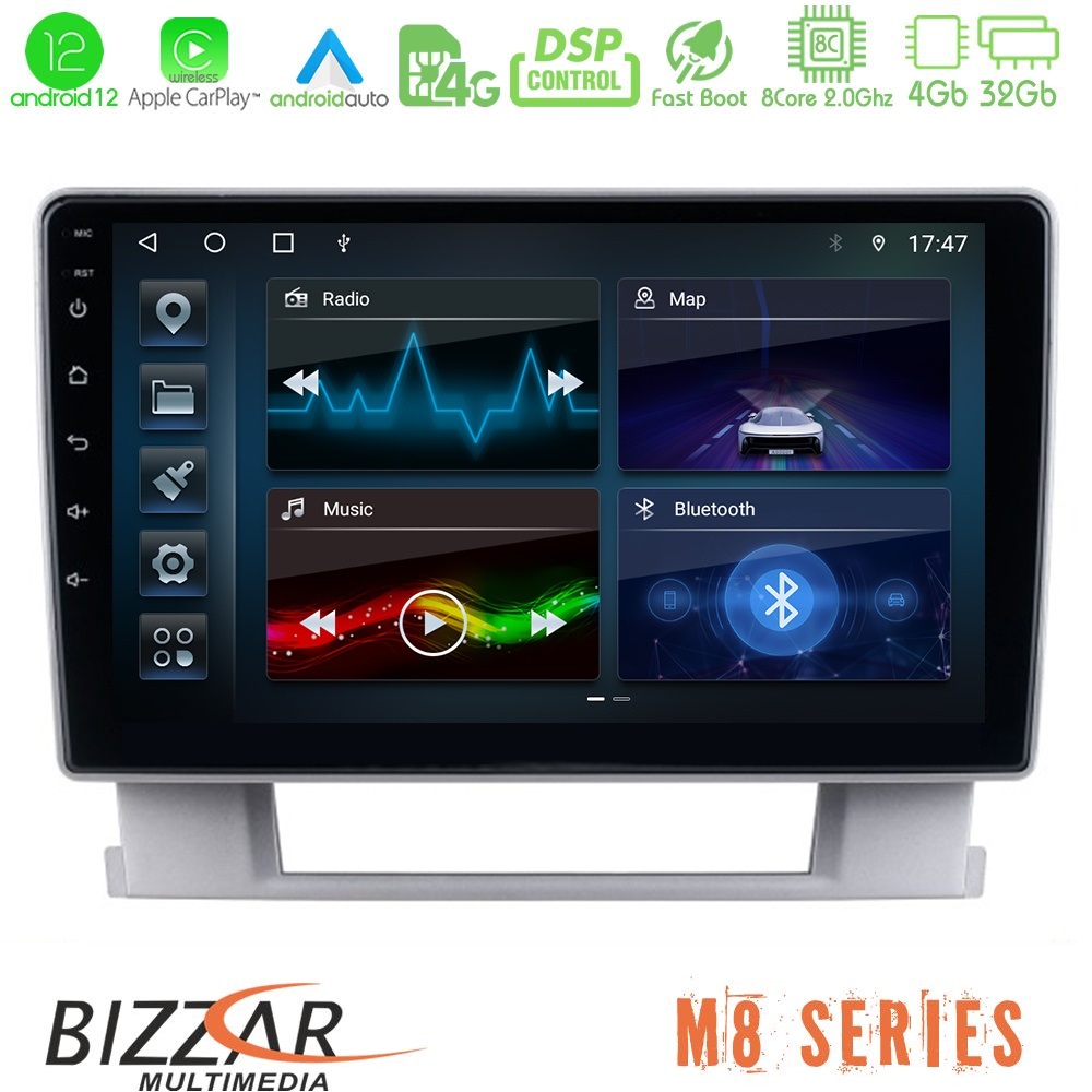 Bizzar M8 Series Opel Astra J 2010-2014 8core Android12 4+32GB Navigation Multimedia Tablet 9" - U-M8-OP0367