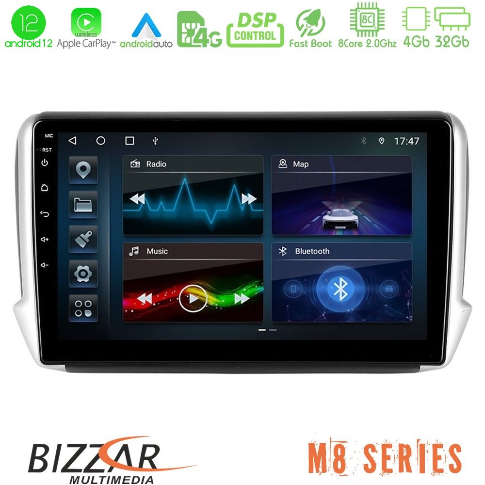 Bizzar M8 Series Peugeot 208/2008 8core Android12 4+32GB Navigation Multimedia Tablet 10" - U-M8-PG0164