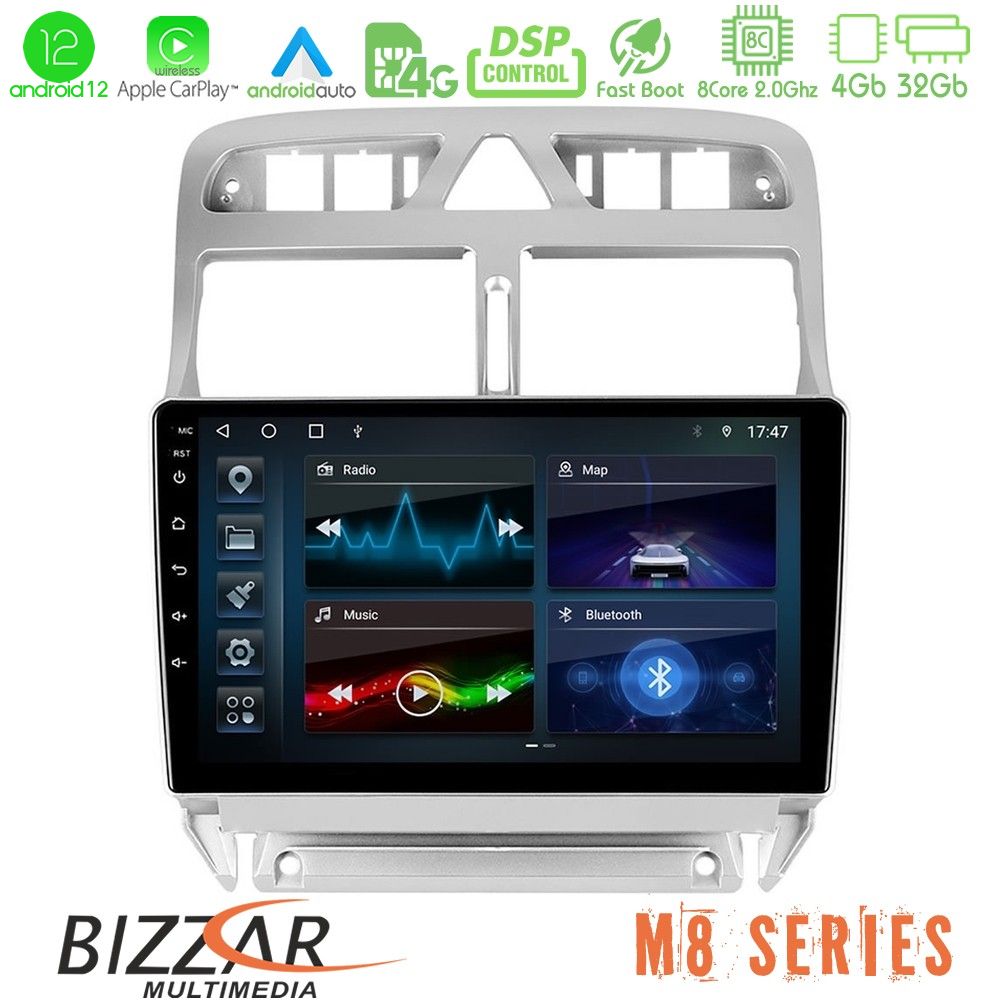 Bizzar M8 Series Peugeot 307 2002-2008 8core Android12 4+32GB Navigation Multimedia Tablet 9" - U-M8-PG0655
