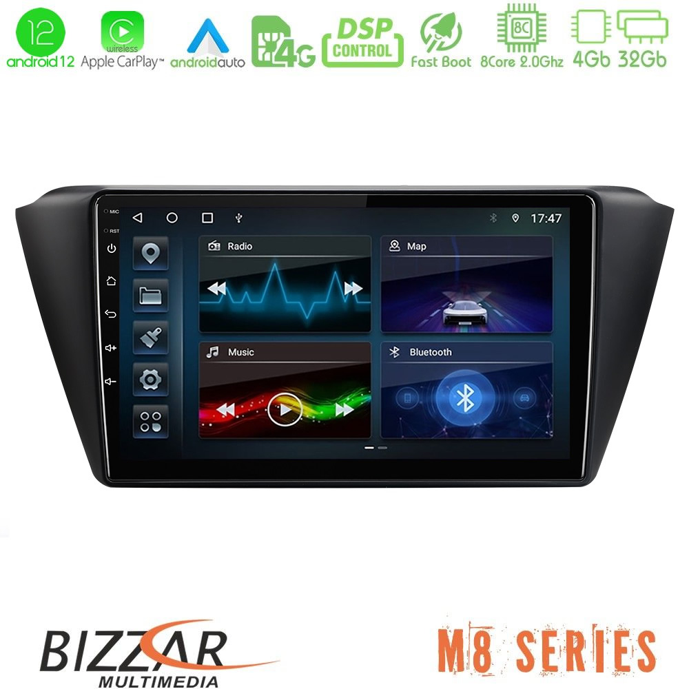 Bizzar M8 Series Skoda Fabia 2015-2021 8core Android12 4+32GB Navigation Multimedia Tablet 9" - U-M8-SK0150