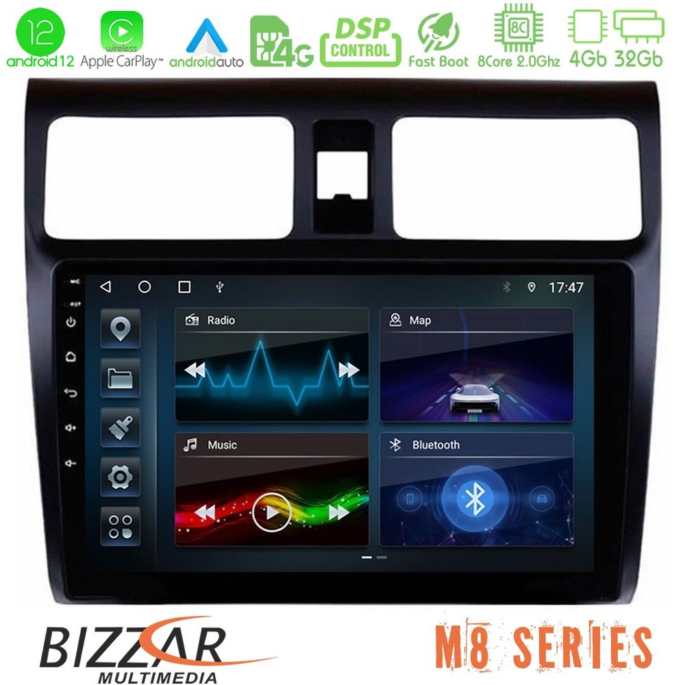 Bizzar M8 Series Suzuki Swift 2005-2010 8core Android12 4+32GB Navigation Multimedia Tablet 10" - U-M8-SZ0255