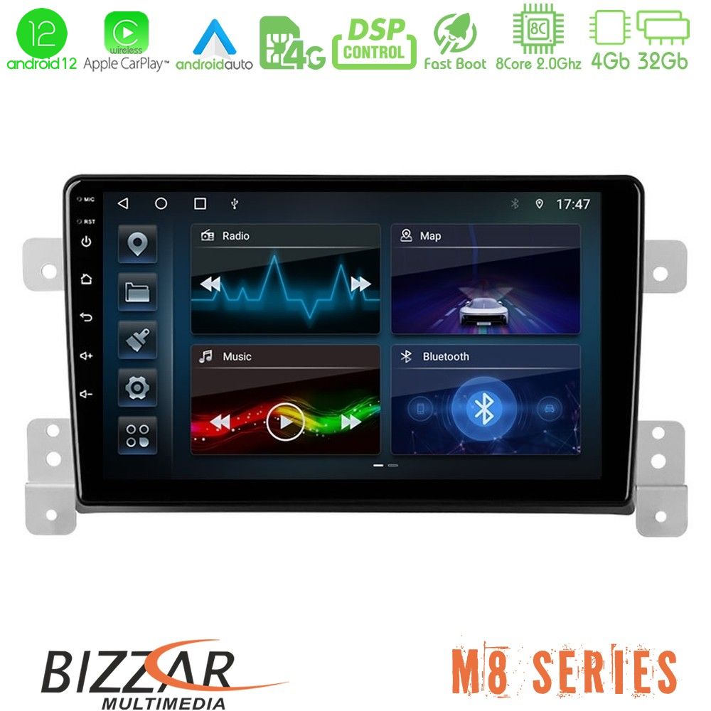 Bizzar M8 Series Suzuki Grand Vitara 8core Android12 4+32GB Navigation Multimedia Tablet 9" - U-M8-SZ0630