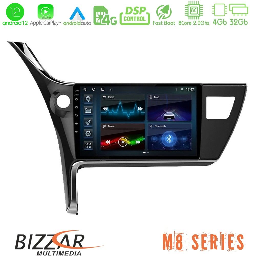 Bizzar M8 Series Toyota Corolla 2017-2018 8core Android12 4+32GB Navigation Multimedia Tablet 10" - U-M8-TY0158