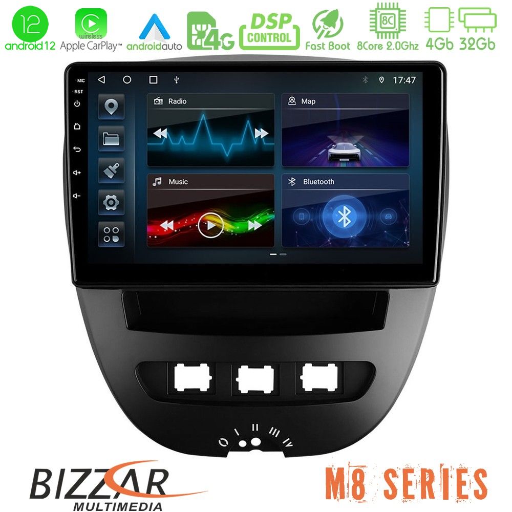 Bizzar M8 Series Toyota Aygo/Citroen C1/Peugeot 107 8core Android12 4+32GB Navigation Multimedia Tablet 10" - U-M8-TY0866