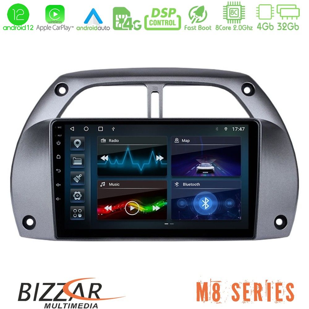 Bizzar M8 Series Toyota RAV4 2001 - 2006 8core Android12 4+32GB Navigation Multimedia Tablet 9" - U-M8-TY0953