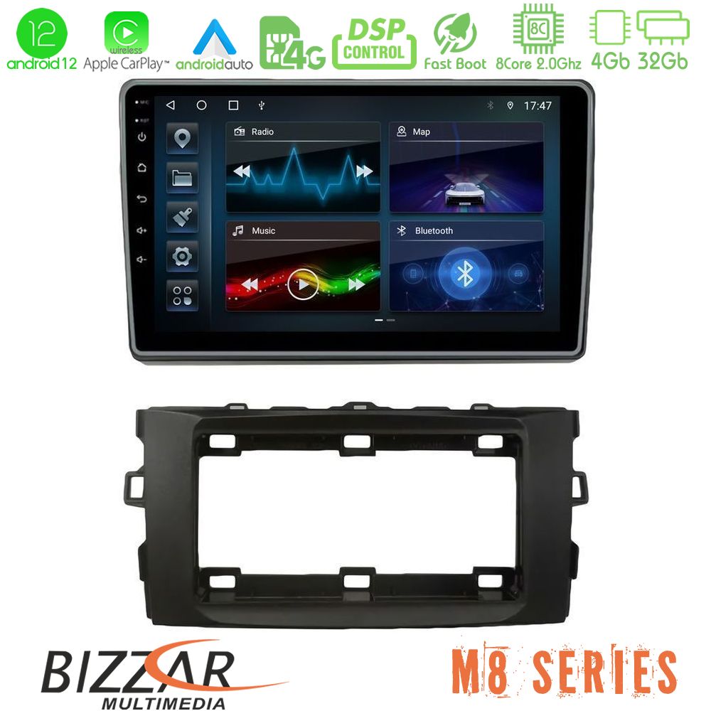 Bizzar M8 Series Toyota Auris 2013-2016 8core Android12 4+32GB Navigation Multimedia Tablet 10" - U-M8-TY1294