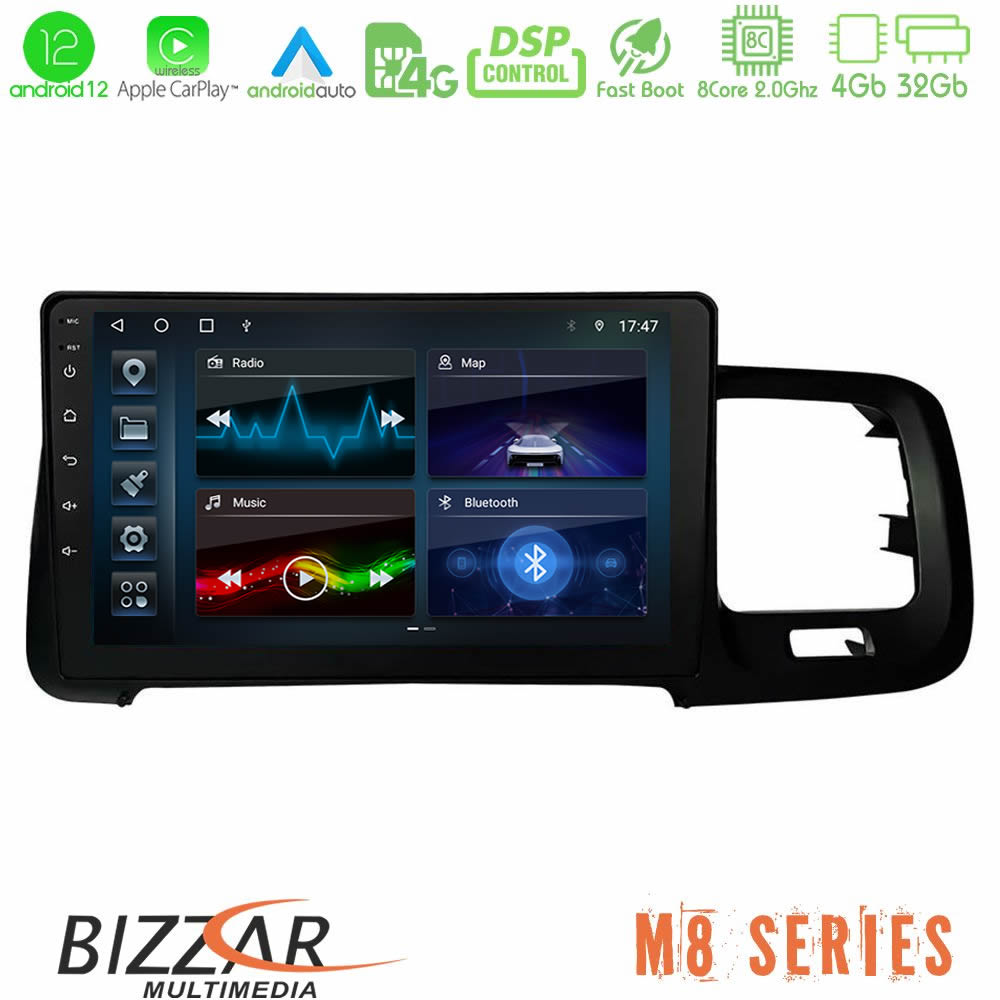 Bizzar M8 Series Volvo S60 2010-2018 8core Android12 4+32GB Navigation Multimedia Tablet 9" - U-M8-VL0467