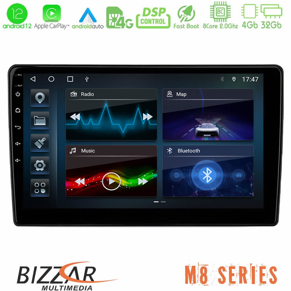 Bizzar M8 Series 8Core Android12 4+32GB Navigation Multimedia Tablet 9" - U-M8-MT855