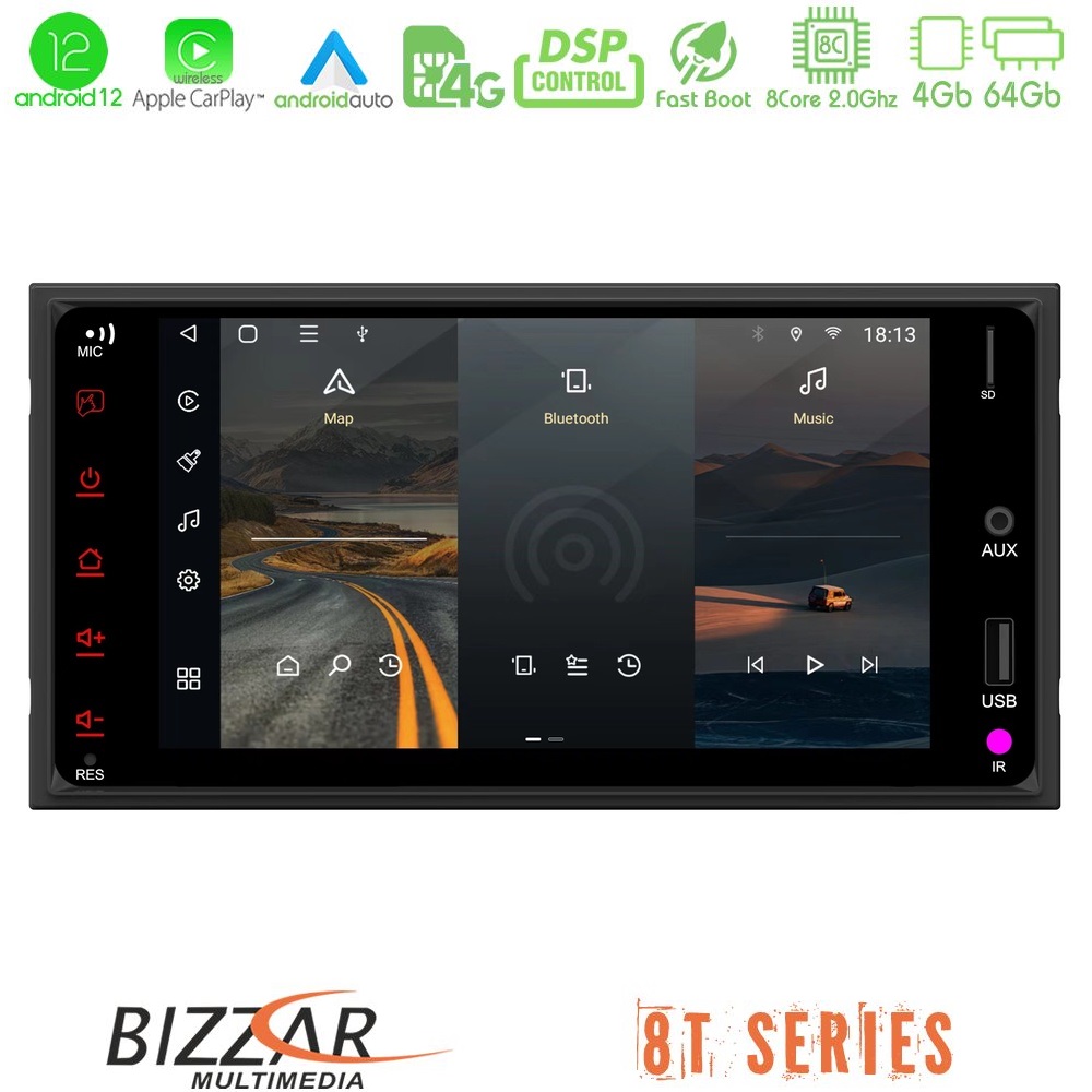 Bizzar OEM Nissan 8core Android12 4+64GB Navigation Multimedia Deckless 7" με Carplay/AndroidAuto - U-8T-NS70