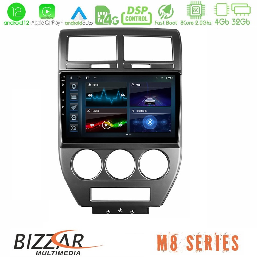 Bizzar M8 Series Jeep Compass/Patriot 2007-2008 8core Android12 4+32GB Navigation Multimedia Tablet 10" - U-M8-JP1023