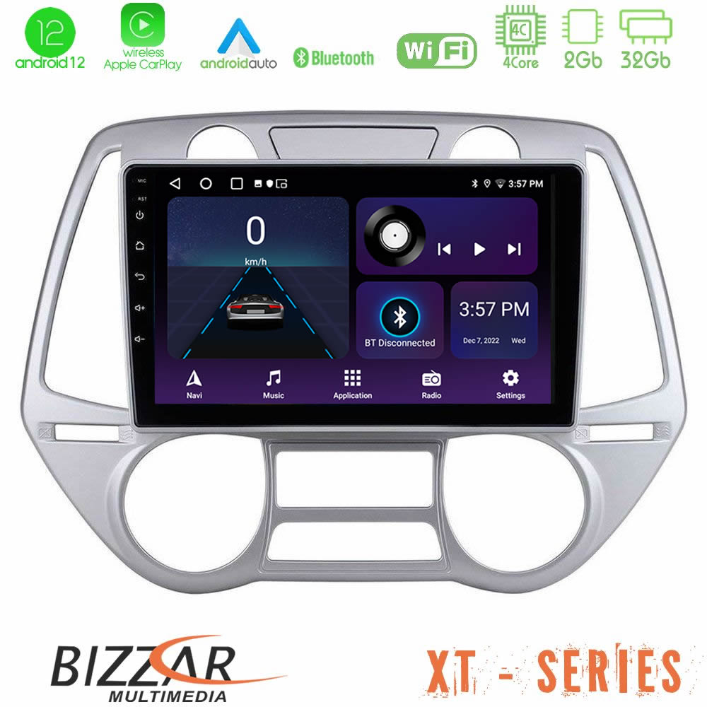 Bizzar XT Series Hyundai i20 2009-2012 Auto A/C 4Core Android12 2+32GB Navigation Multimedia Tablet 9" - U-XT-HY0709