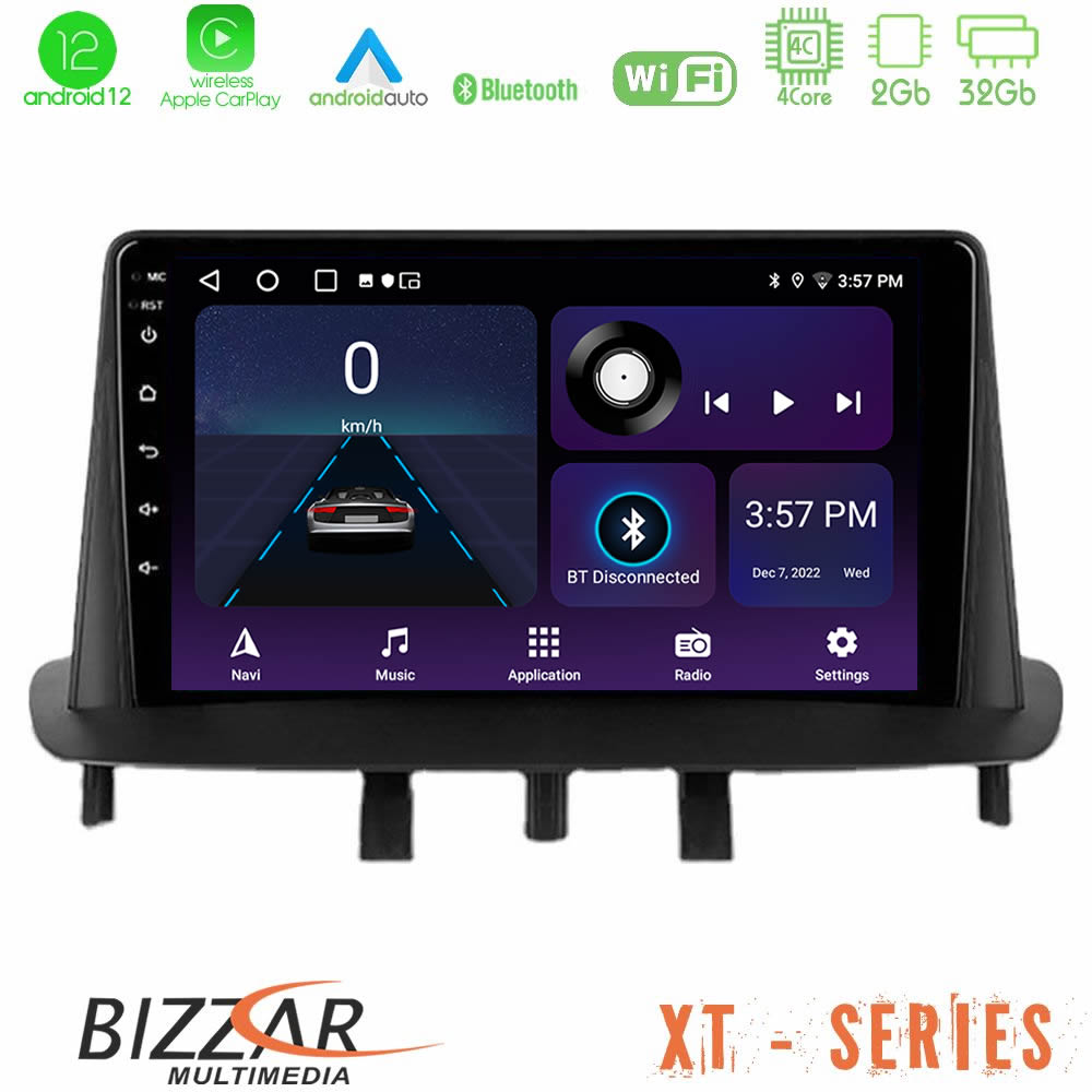 Bizzar XT Series Renault Megane 3 2009-2013 4Core Android12 2+32GB Navigation Multimedia Tablet 9″
