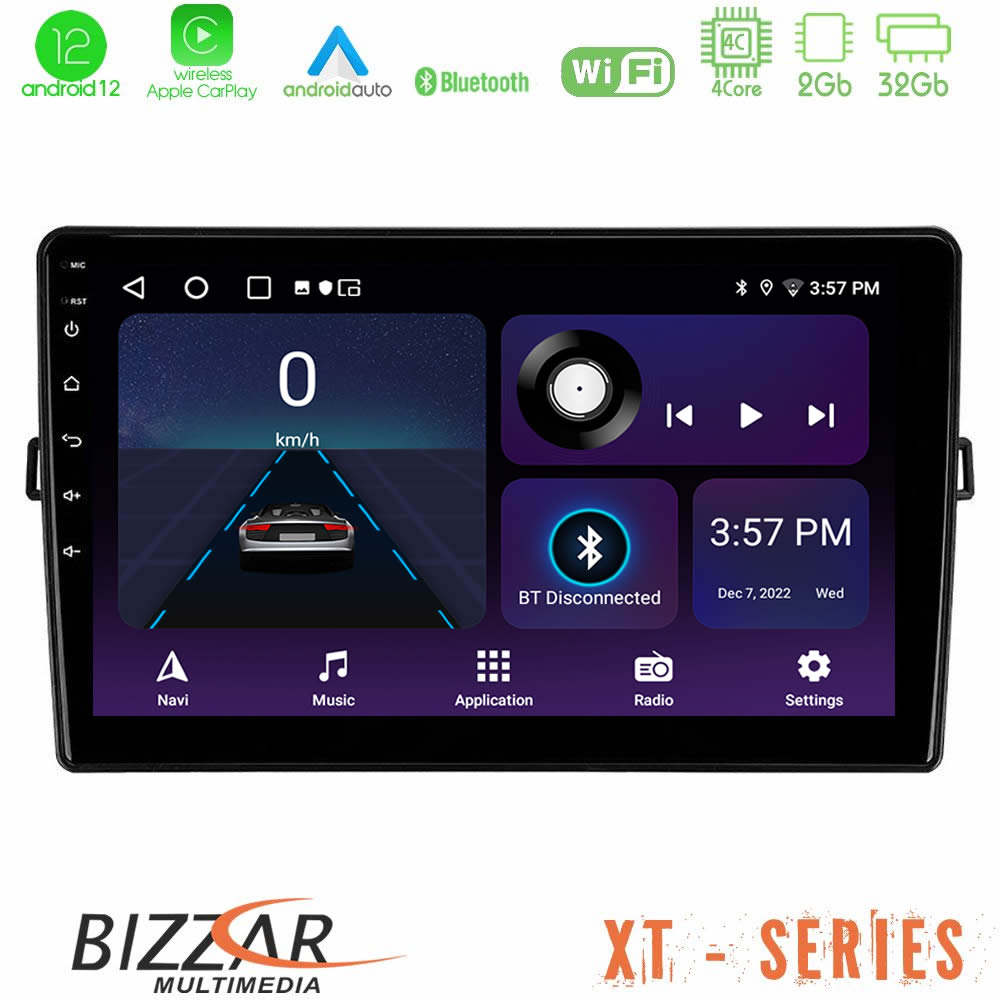 Bizzar XT Series Toyota Auris 4Core Android12 2+32GB Navigation Multimedia Tablet 10" - U-XT-TY472
