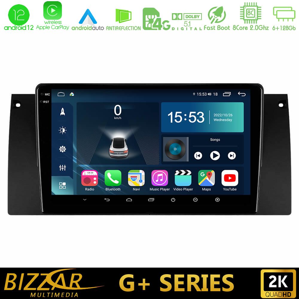 Bizzar G+ Series BMW 5 Series (E39) / X5 (E53) 8core Android12 6+128GB Navigation Multimedia Tablet 9" - U-G-BM0604