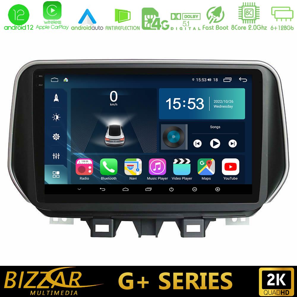 Bizzar G+ Series Hyundai Tucson 2019-> 8Core Android12 6+128GB Navigation Multimedia Tablet 9" - U-G-HY0504