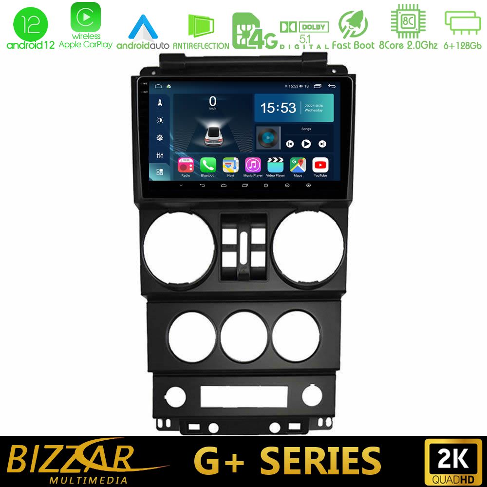 Bizzar G+ Series Jeep Wrangler 2008-2010 8core Android12 6+128GB Navigation Multimedia Tablet 9" - U-G-JP023N