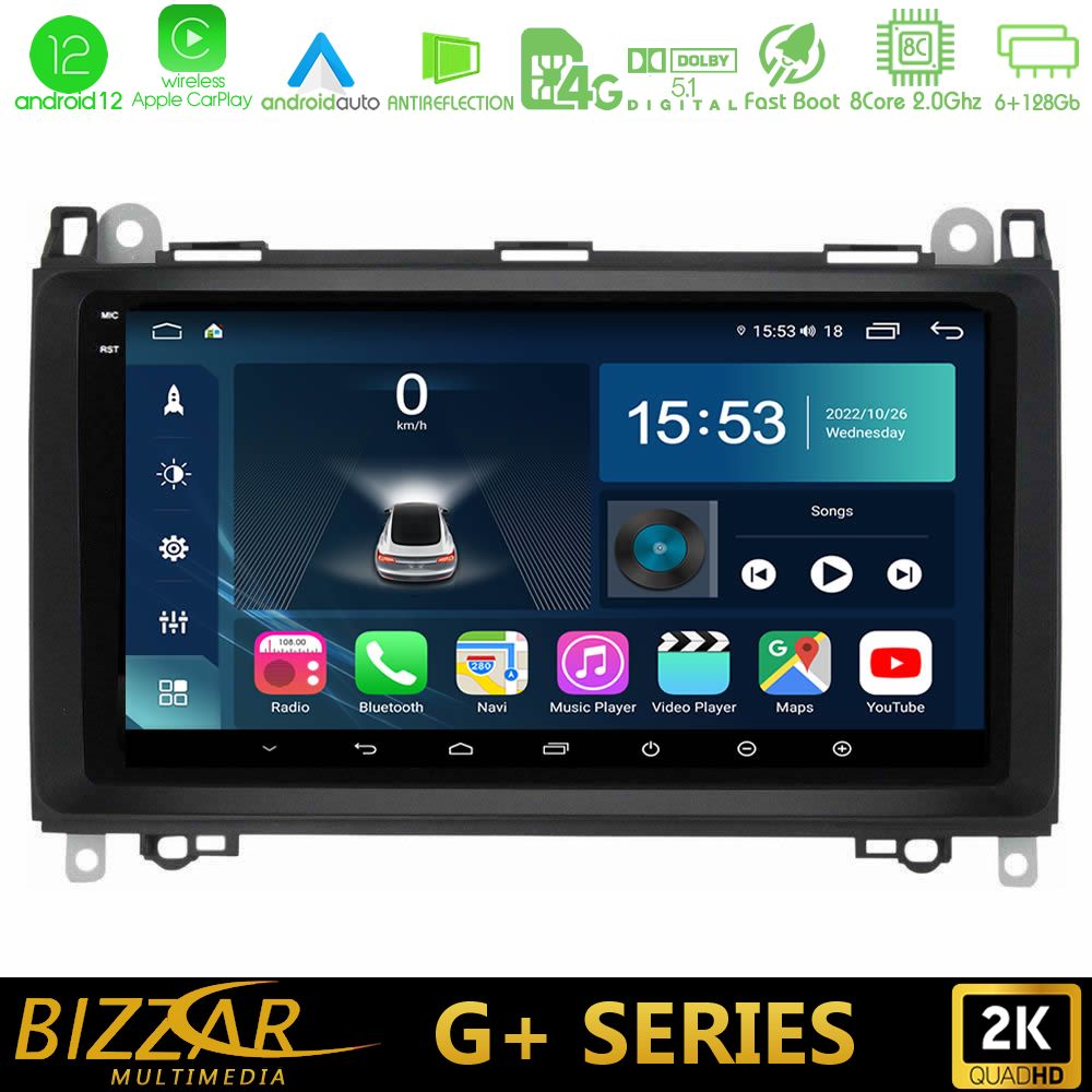 Bizzar G+ Series Mercedes A/B/Vito/Sprinter Class 8core Android12 6+128GB Navigation Multimedia 9" - U-G-MB0759