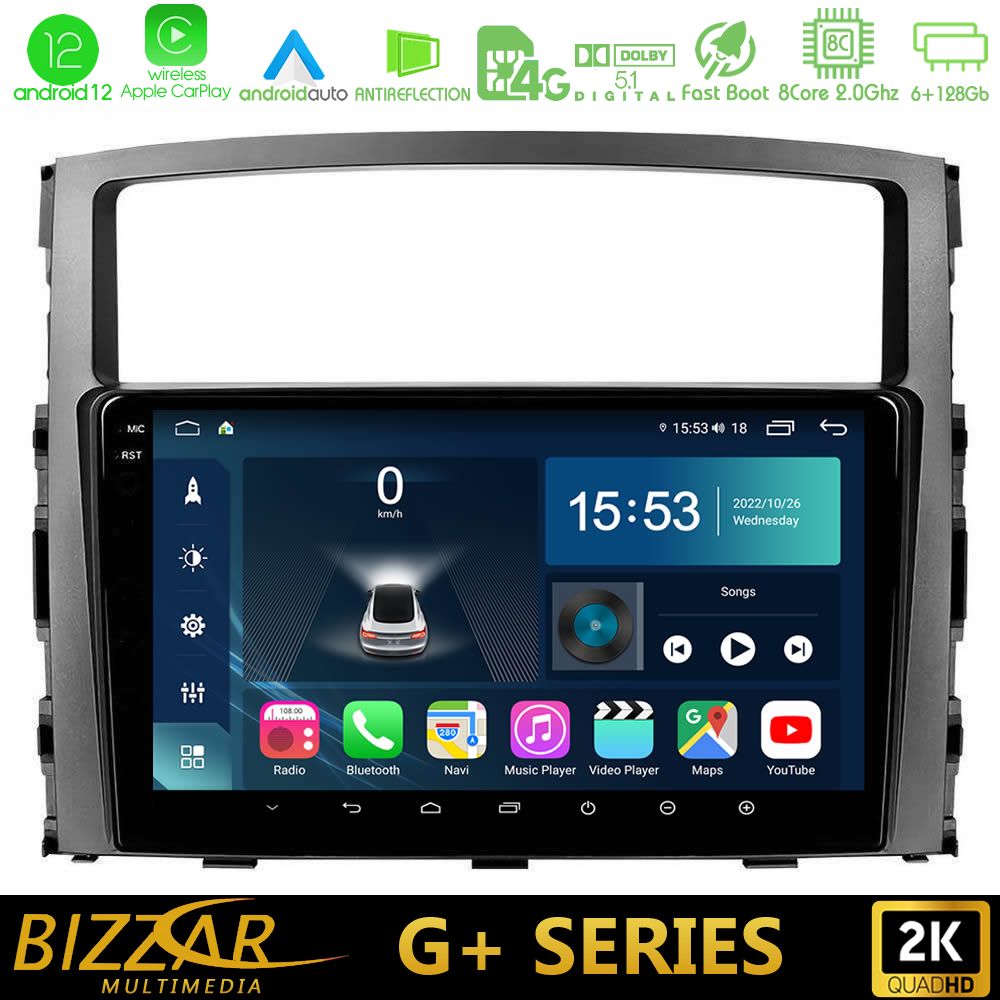 Bizzar G+ Series Mitsubishi Pajero 2008-2009 8core Android12 6+128GB Navigation Multimedia Tablet 9" - U-G-MT0557