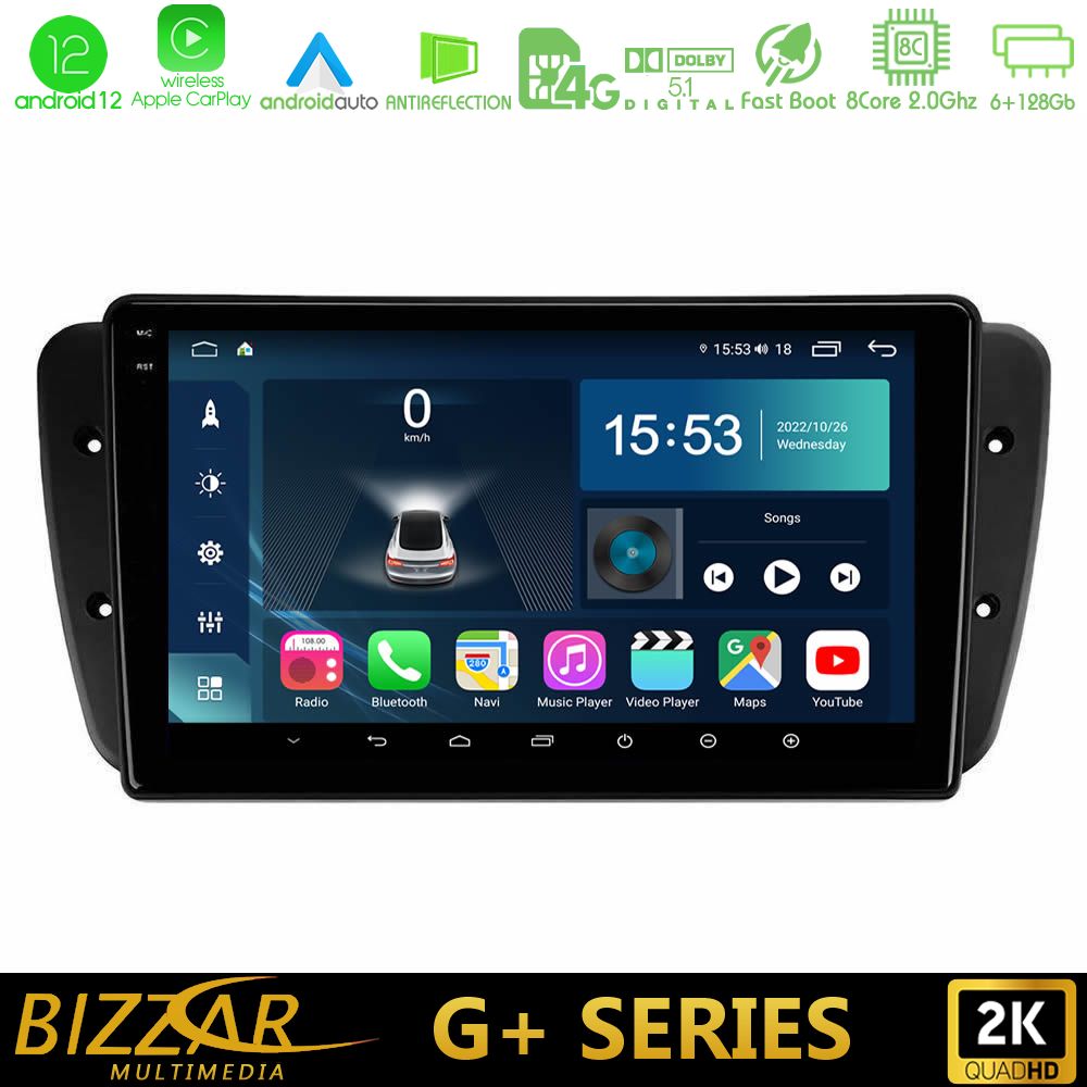 Bizzar G+ Series Seat Ibiza 2008-2012 8Core Android12 6+128GB Navigation Multimedia Tablet 9" - U-G-ST0499
