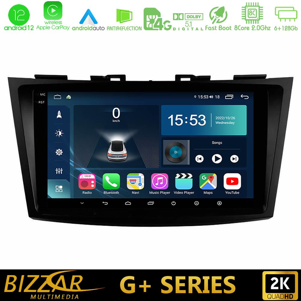Bizzar G+ Series Suzuki Swift 2011-2016 8core Android12 6+128GB Navigation Multimedia Tablet 9" - U-G-SZ523