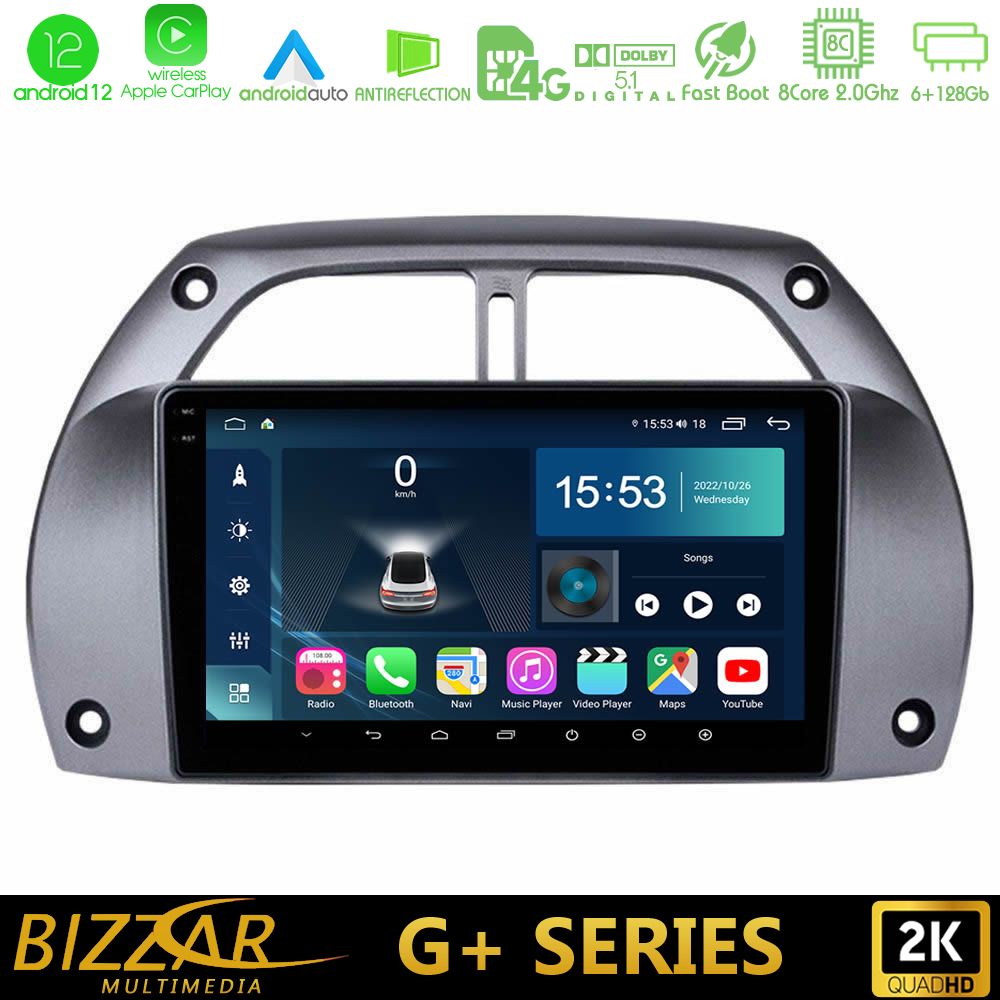 Bizzar G+ Series Toyota RAV4 2001 - 2006 8core Android12 6+128GB Navigation Multimedia Tablet 9" - U-G-TY0953