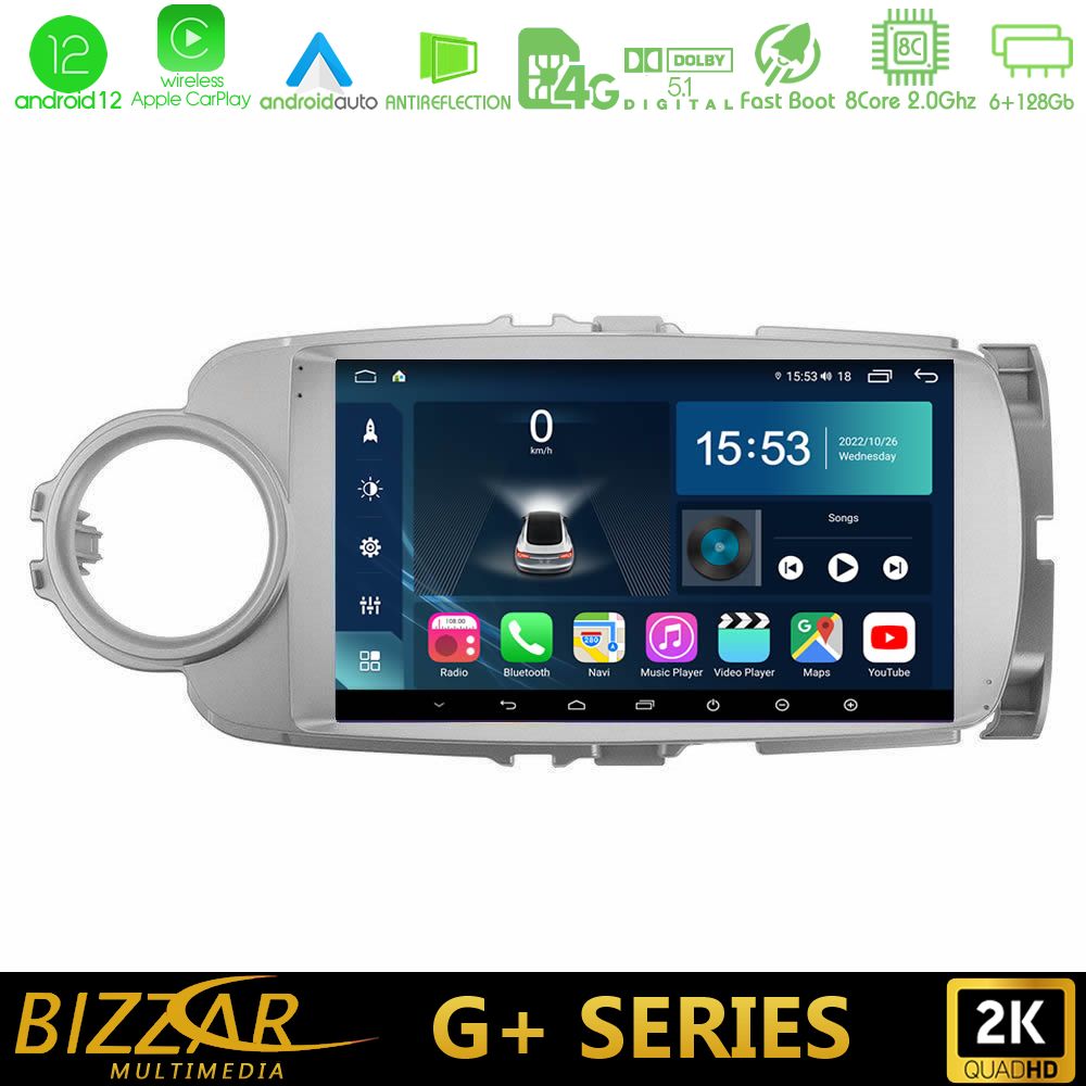 Bizzar G+ Series Toyota Yaris 8core Android12 6+128GB Navigation Multimedia Tablet 9" - U-G-TY1777