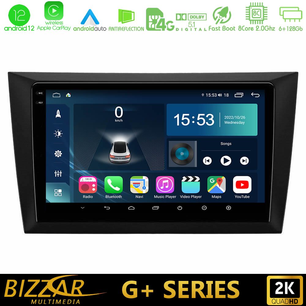 Bizzar G+ Series Vw Golf 6 8core Android12 6+128GB Navigation Multimedia Tablet 9" - U-G-VW0999