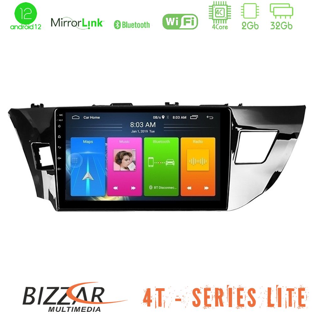 Bizzar 4T Series Toyota Corolla 2014-2016 4Core Android12 2+32GB Navigation Multimedia Tablet 10" - U-LVB-TY0008