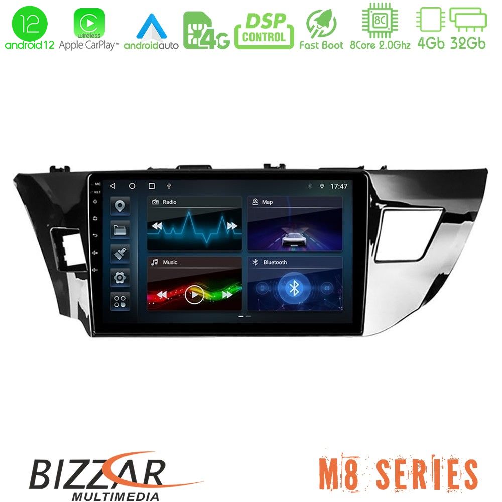 Bizzar M8 Series Toyota Corolla 2014-2016 8core Android12 4+32GB Navigation Multimedia Tablet 10" - U-M8-TY0008