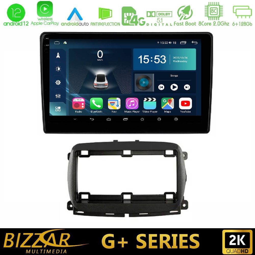 Bizzar G+ Series Fiat 500 2016> 8core Android12 6+128GB Navigation Multimedia Tablet 9" - U-G-FT1150