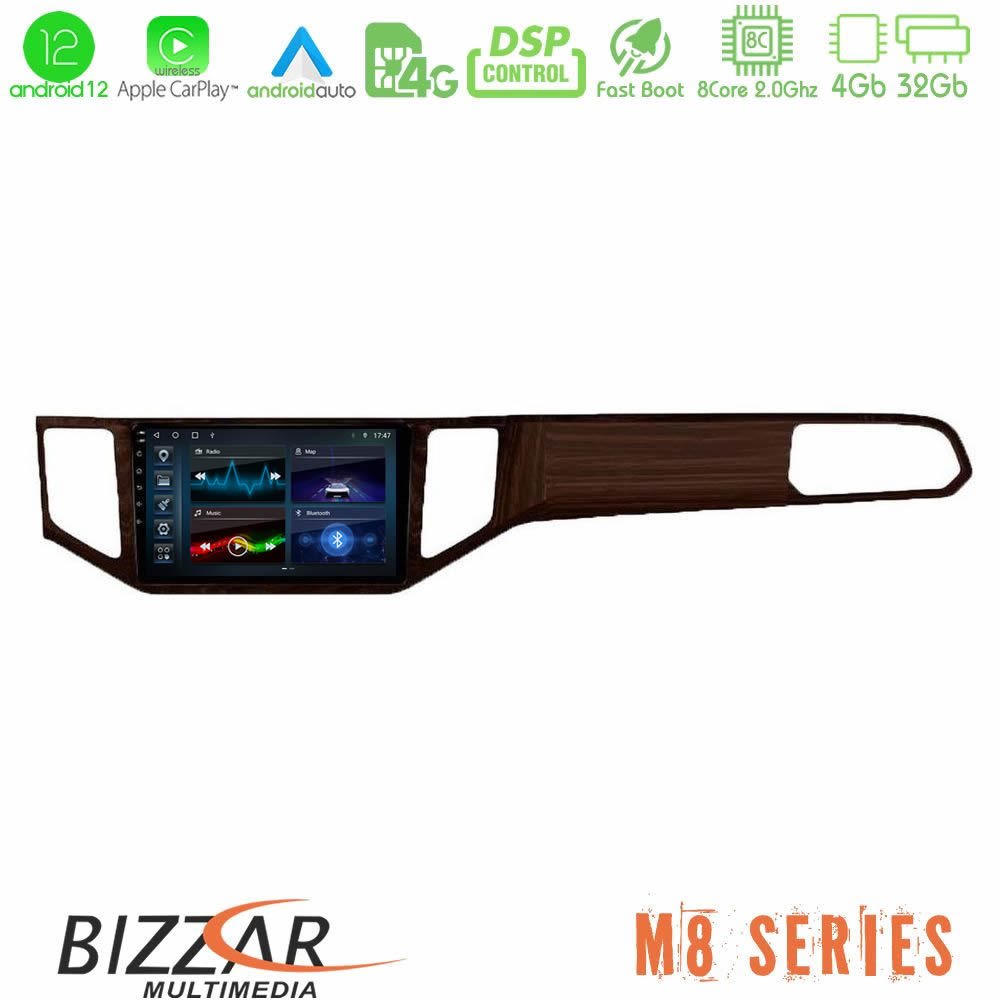 Bizzar M8 Series VW Sportsvan 2014-2020 8Core Android12 4+32GB Navigation Multimedia Tablet 9" (Ξύλινη απόχρωση) - U-M8-VW0135BR