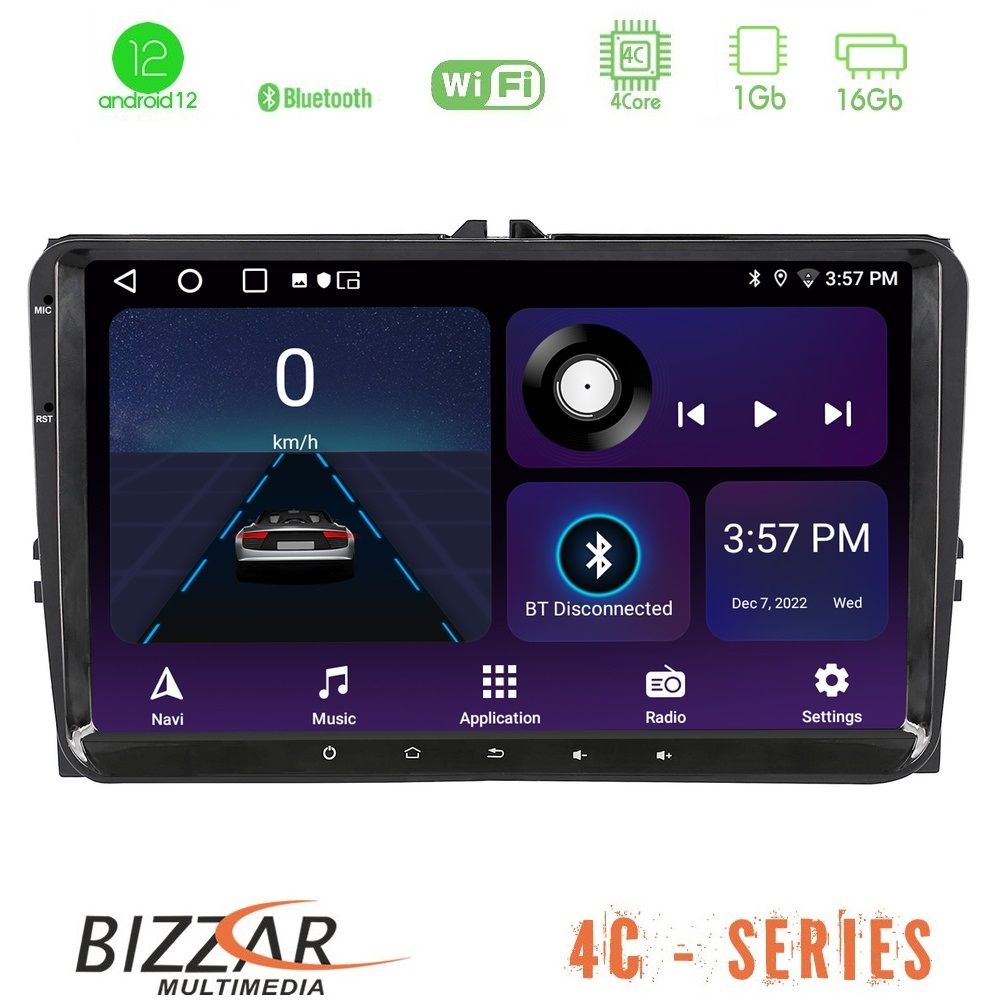 Bizzar OEM VW Group 4core Android12 1+16GB Navigation Multimedia - U-4C-VW15