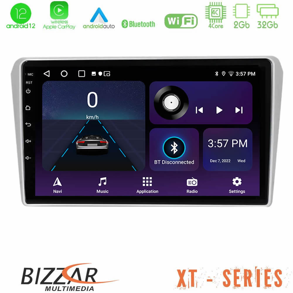 Bizzar XT Series Toyota Avensis T25 02/2003 – 2008 4Core Android12 2+32GB Navigation Multimedia Tablet 9" - U-XT-TY412N