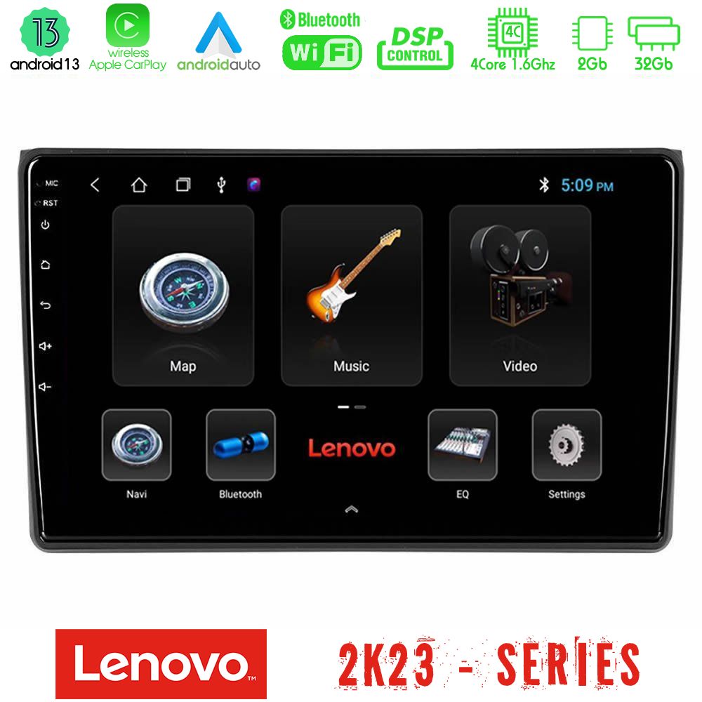 Lenovo Car Pad Audi A4 B7 4Core Android 13 2+32GB Navigation Multimedia Tablet 9" - U-LEN-AU0827