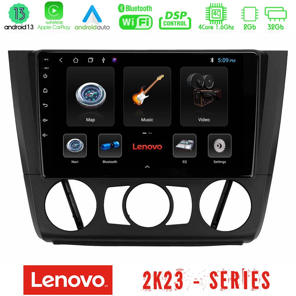 Lenovo Car Pad BMW 1Series E81/E82/E87/E88 (MANUAL A/C) 4Core Android 13 2+32GB Navigation Multimedia Tablet 9" - U-LEN-BM1011