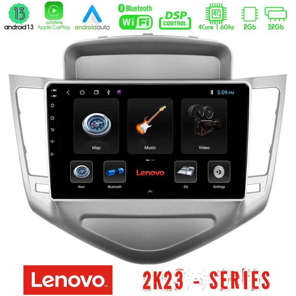 Lenovo Car Pad Chevrolet Cruze 2009-2012 4Core Android 13 2+32GB Navigation Multimedia Tablet 9" - U-LEN-CV036N