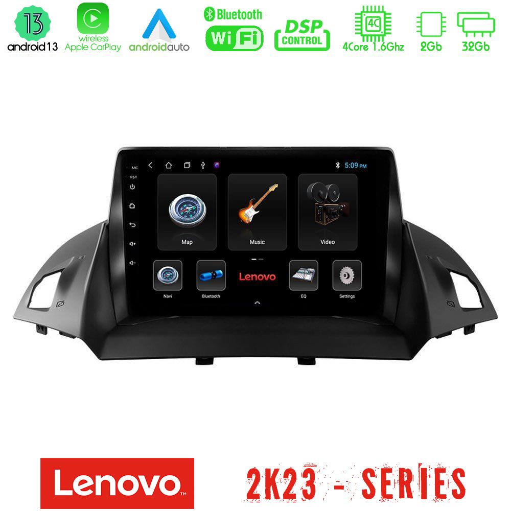 Lenovo Car Pad Ford Kuga/C-Max 4Core Android 13 2+32GB Navigation Multimedia Tablet 9" - U-LEN-FD0047