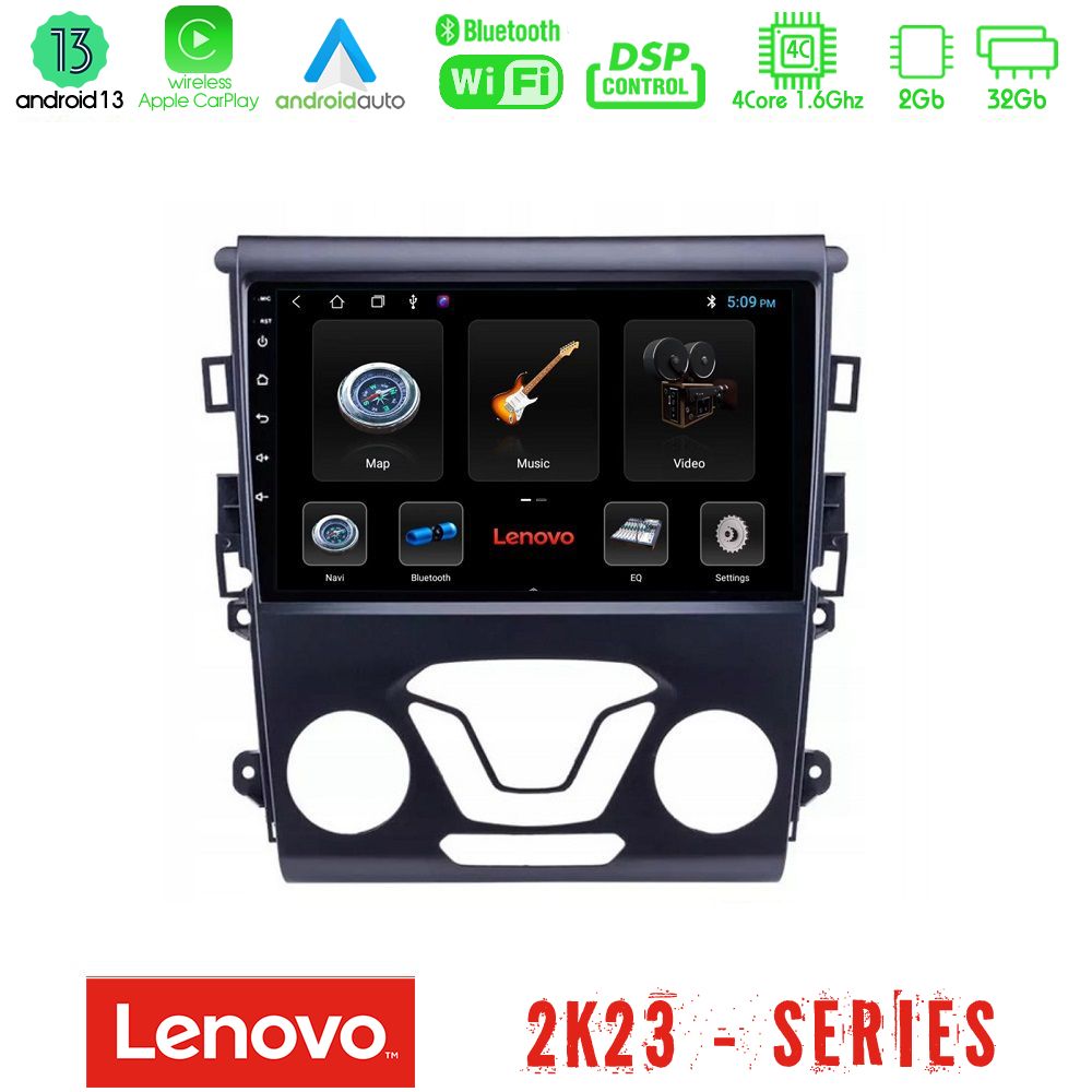 Lenovo Car Pad Ford Mondeo 2014-2017 4Core Android 13 2+32GB Navigation Multimedia Tablet 9" - U-LEN-FD0106