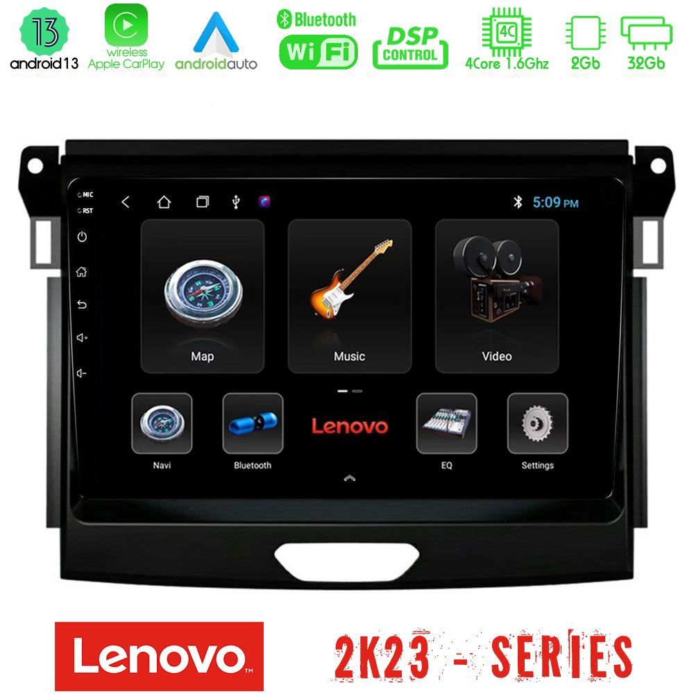Lenovo Car Pad Ford Ranger 2017-2022 4Core Android 13 2+32GB Navigation Multimedia Tablet 9" - U-LEN-FD0617