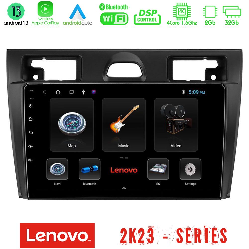 Lenovo Car Pad Ford Fiesta/Fusion 4Core Android 13 2+32GB Navigation Multimedia Tablet 9" - U-LEN-FD990