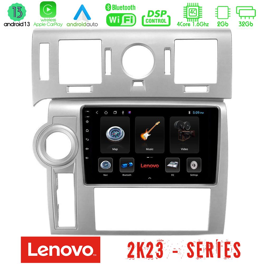 Lenovo Car Pad Hummer H2 2008-2009 4Core Android 13 2+32GB Navigation Multimedia Tablet 9" - U-LEN-HU002N