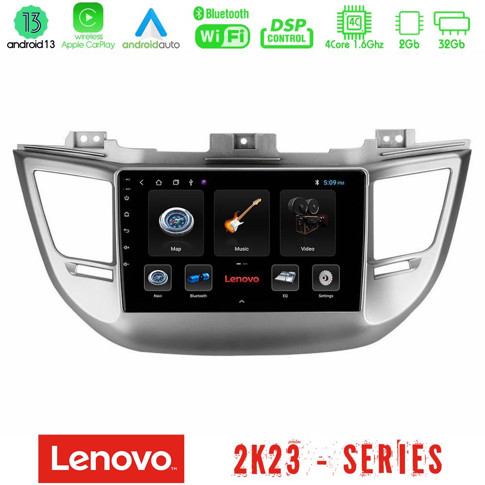 Lenovo Car Pad Hyundai Tucson 2015-2018 4Core Android 13 2+32GB Navigation Multimedia Tablet 9" - U-LEN-HY0068