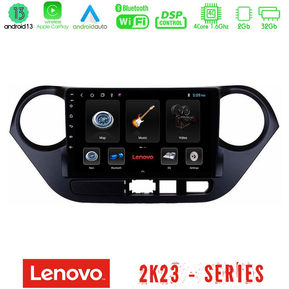 Lenovo Car Pad Hyundai i10 2014-2020 4Core Android 13 2+32GB Navigation Multimedia Tablet 9" - U-LEN-HY0506