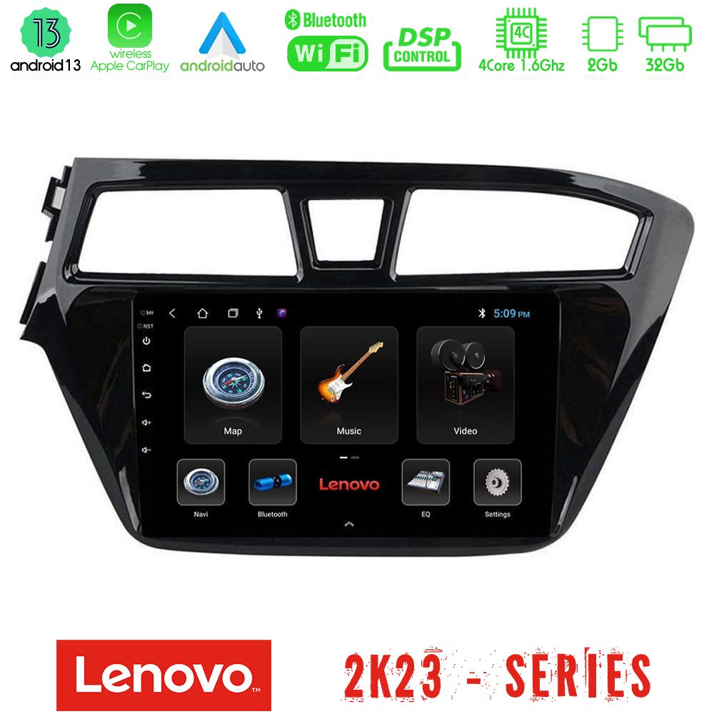 Lenovo Car Pad Hyundai i20 2014-2018 4Core Android 13 2+32GB Navigation Multimedia Tablet 9" - U-LEN-HY1143