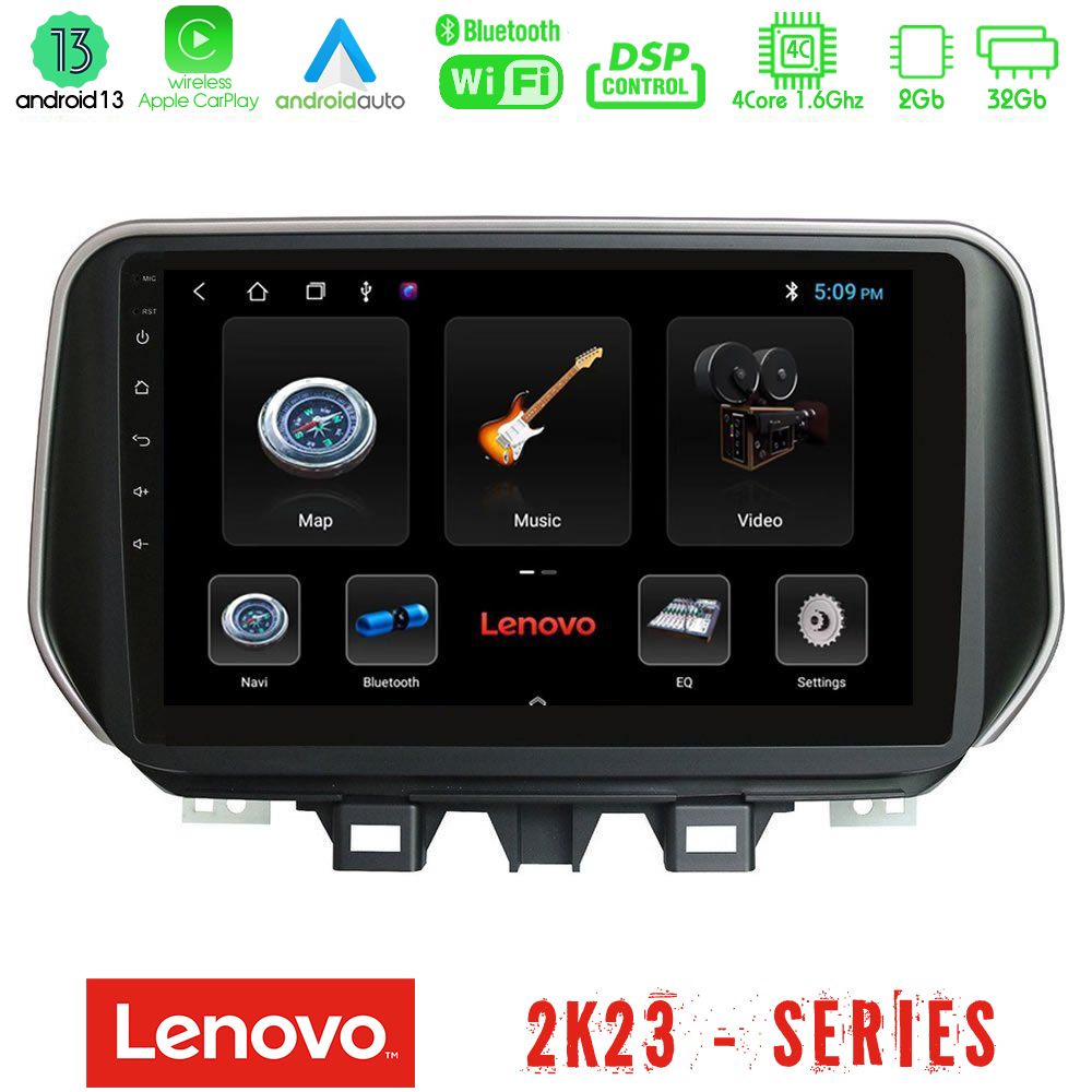 Lenovo Car Pad Hyundai ix35 4Core Android 13 2+32GB Navigation Multimedia Tablet 10" - U-LEN-HY0609